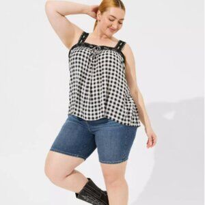 Torrid Washable Gauze Crochet Lace Trim Tank